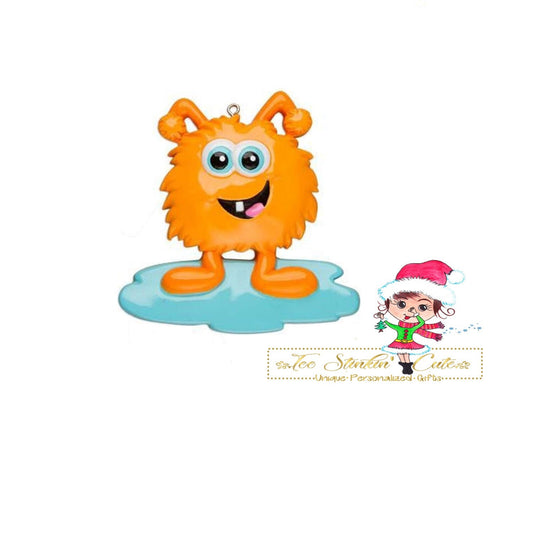 Christmas Ornament Orange Monster/ Children/ Kids/ Boys Girls - Personalized + Free Shipping!