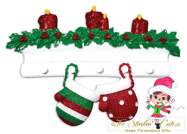 Personalized Christmas Ornament Mittens Family of 2 + Free Shipping!