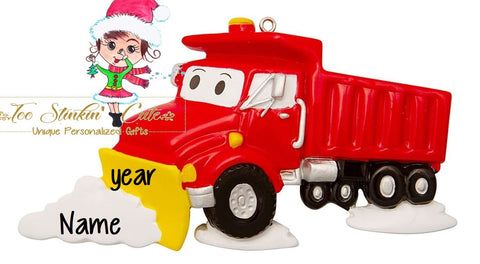 Christmas Ornament Snowplow/ Children Kids Boys Girls Truck Dumptruck Snow Plow- Personalized + Free Shipping!