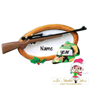 Hunter Frame Personalized Christmas Ornament + Free Shipping! (Hunting, deer, hunt)