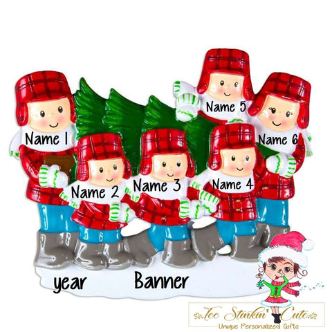 Personalized Christmas Ornament Christmas Tree Lot Family of 6 + Free Shipping! (Best Friends/ Coworkers/ Employees/ Team/ Sports)