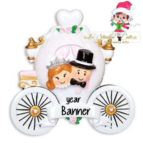Personalized Christmas Ornament Wedding Carriage + Free Shipping! (Marriage Wedding Couple Engaged Just Married)