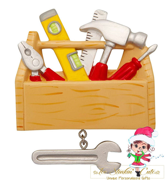 Tools Personalized Christmas Ornament + Free Shipping! (Toolbox Tool Chest men construction rennovation handyman)