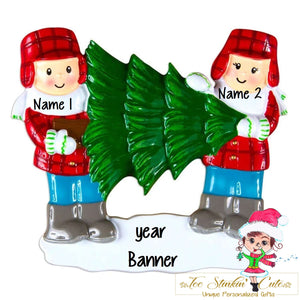 Personalized Christmas Ornament Christmas Tree Lot Family of 2  + Free Shipping! (Best Friends/ Coworkers/ Employees/ Team/ Sports)