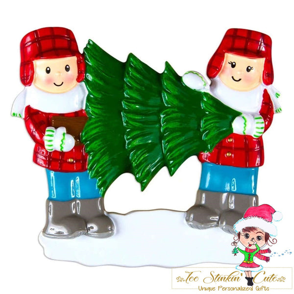 Personalized Christmas Ornament Christmas Tree Lot Family of 2  + Free Shipping! (Best Friends/ Coworkers/ Employees/ Team/ Sports)