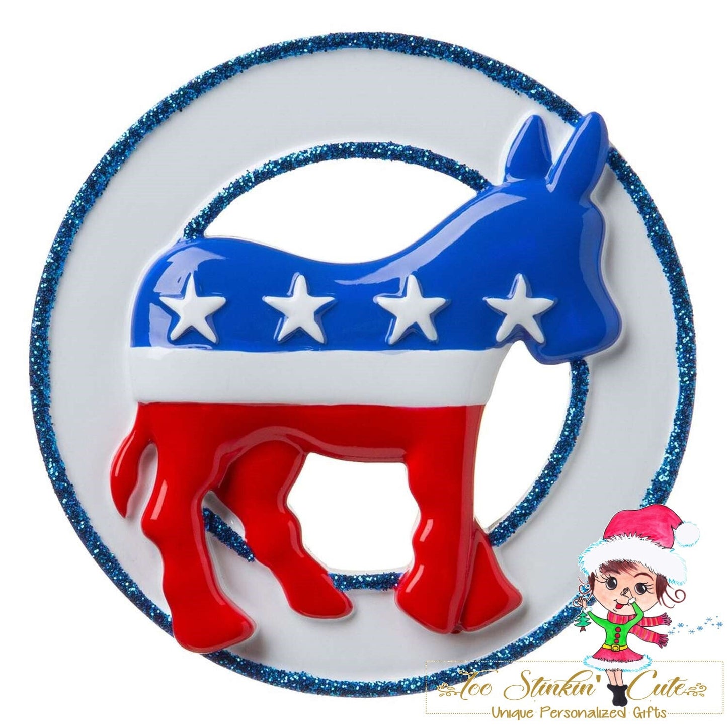 Personalized Christmas Ornament Democratic Donkey + Free Shipping! (Political)
