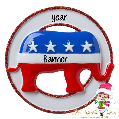 Personalized Christmas Ornament Republican Elephant + Free Shipping! (Political)