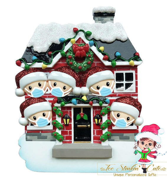 Personalized Christmas Ornament Covid Family of 5 + Free Shipping! (Social Distancing, 6 feet apart, coronavirus, mask)