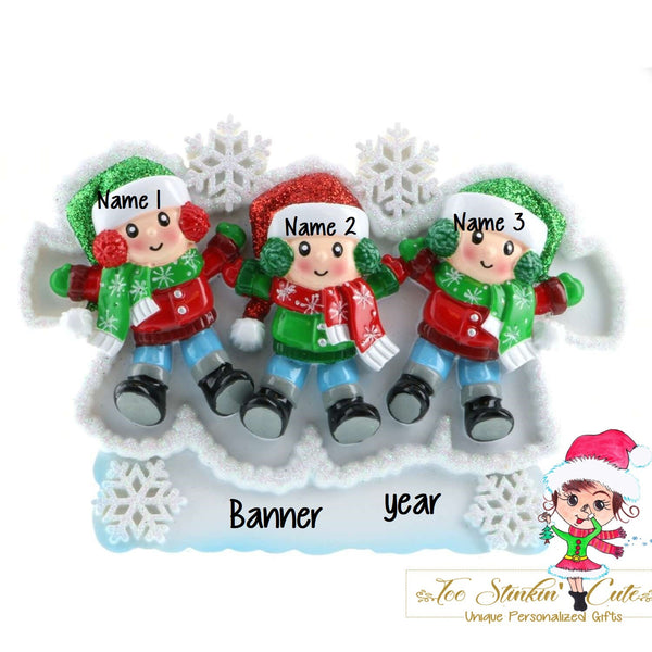 Personalized Christmas Table Topper Snow Angel Family of 3 + Free Shipping!