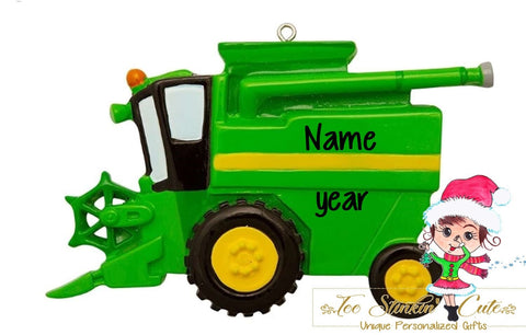 Personalized Christmas Ornament Construction Equipment Farm Farmer Boys Kids Corn Combine Harvester + Free Shipping!