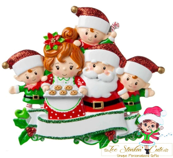 Personalized Christmas Ornament Mr. and Mrs. Claus Family of 5 + Free Shipping!