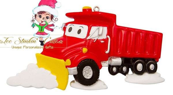 Christmas Ornament Snowplow/ Children Kids Boys Girls Truck Dumptruck Snow Plow- Personalized + Free Shipping!