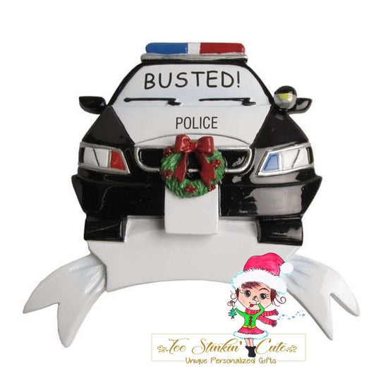 Busted Police Car Personalized Christmas Ornament + Free Shipping! (Marriage Wedding Couple Engaged)