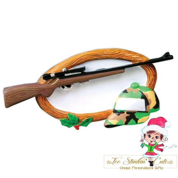 Hunter Frame Personalized Christmas Ornament + Free Shipping! (Hunting, deer, hunt)