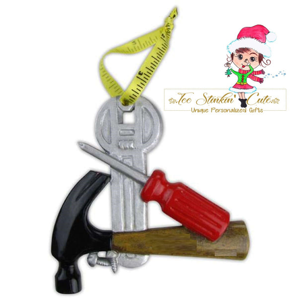 Tools Personalized Christmas Ornament + Free Shipping! (Toolbox men handyman construction rennovation handyman)