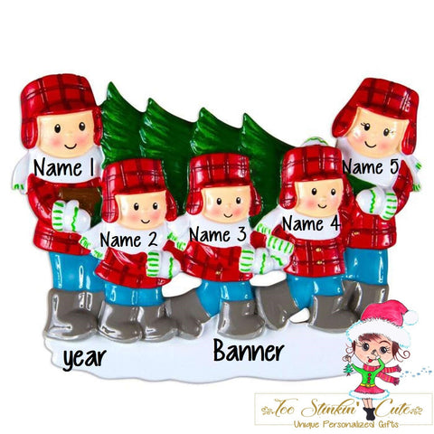 Personalized Christmas Ornament Christmas Tree Lot Family of 5 + Free Shipping! (Best Friends/ Coworkers/ Employees/ Team/ Sports)