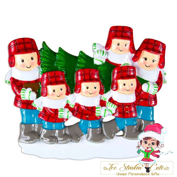 Personalized Christmas Ornament Christmas Tree Lot Family of 6 + Free Shipping! (Best Friends/ Coworkers/ Employees/ Team/ Sports)