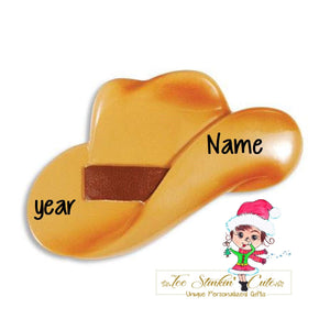 Personalized Christmas Ornament Brown Cowboy Hat + Free Shipping! (Best Friends/ Coworkers/ Employees)
