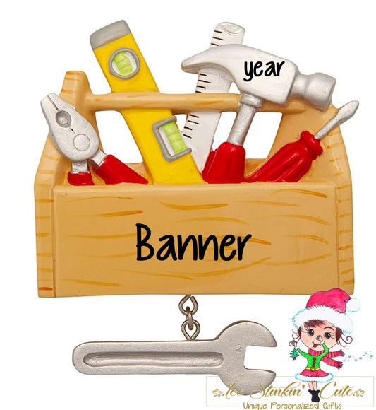 Tools Personalized Christmas Ornament + Free Shipping! (Toolbox Tool Chest men construction rennovation handyman)