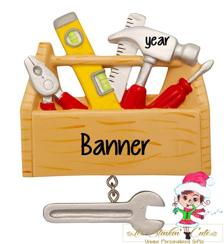 Tools Personalized Christmas Ornament + Free Shipping! (Toolbox Tool Chest men construction rennovation handyman)