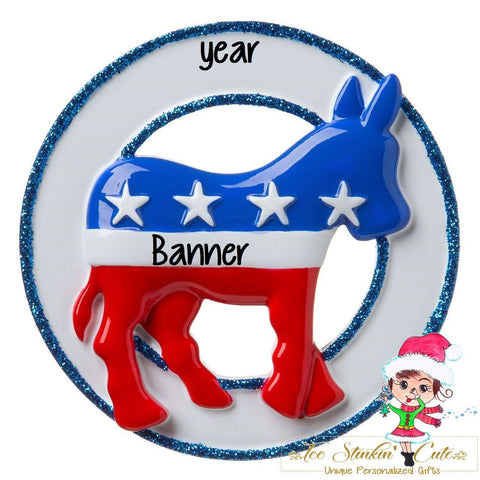 Personalized Christmas Ornament Democratic Donkey + Free Shipping! (Political)