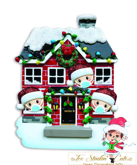 Personalized Christmas Ornament Covid Family of 3 + Free Shipping! (Social Distancing, 6 feet apart, coronavirus, mask)