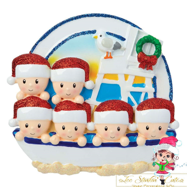 Christmas Ornament Beach Sailor Family of 6/ Friends/ Coworkers - Personalized + Free Shipping!