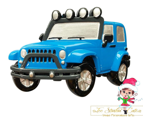 Christmas Ornament Blue 4x4 SUV- Personalized + Free Shipping!