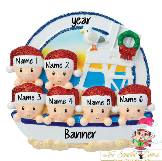 Christmas Ornament Beach Sailor Family of 6/ Friends/ Coworkers - Personalized + Free Shipping!