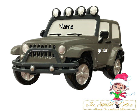 Christmas Ornament Grey 4x4 SUV - Personalized + Free Shipping!