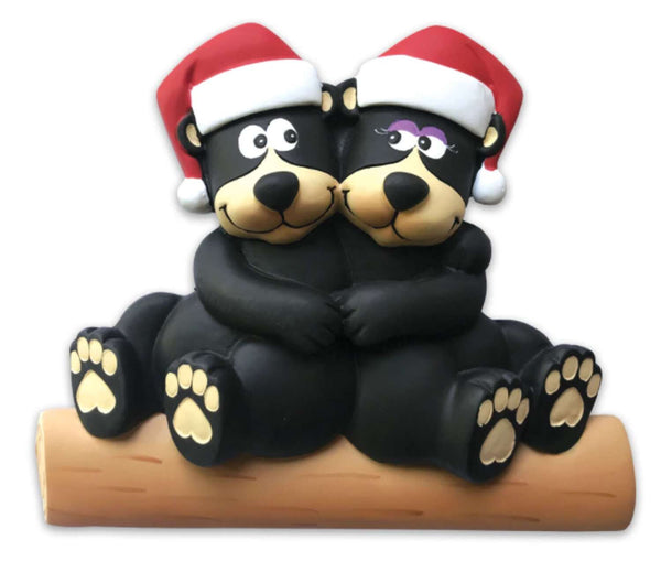 Personalized Christmas Table Topper Black Bear Family of 2 + Free Shipping!