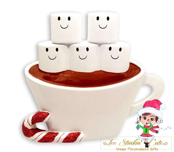 Personalized Christmas Table Topper Hot Chocolate Marshmallow Family of 5/ Best Friends/ Coworkers + Free Shipping!