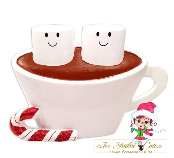Personalized Christmas Table Topper Hot Chocolate Marshmallow Family of 2/ Couple/ Newlywed/ Best Friends + Free Shipping!