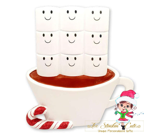 Personalized Christmas Table Topper Hot Chocolate Marshmallow Family of 9/ Best Friends/ Coworkers + Free Shipping!