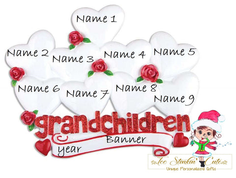 Personalized Christmas Table Topper Grandchildren Family of 9/ Best Friends/ Coworkers/ Grandkids/ Grandma+ Free Shipping!