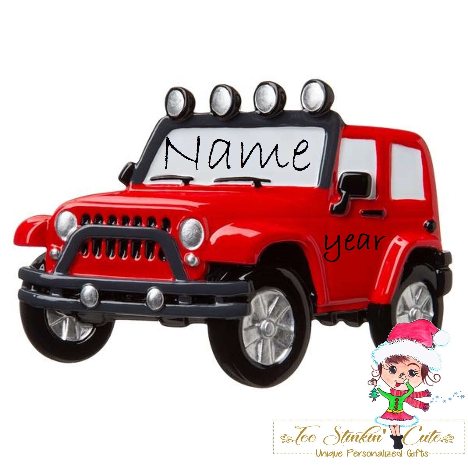 Christmas Ornament Red 4x4 SUV - Personalized + Free Shipping!