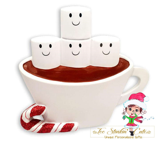 Personalized Christmas Table Topper Hot Chocolate Marshmallow Family of 4/ Best Friends/ Coworkers + Free Shipping!