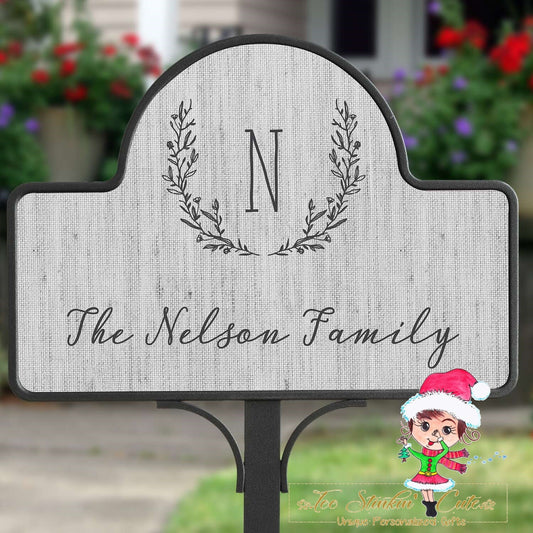 Personalized Custom Magnetic Farmhouse Floral Yard Stake Welcome Family Name Sign