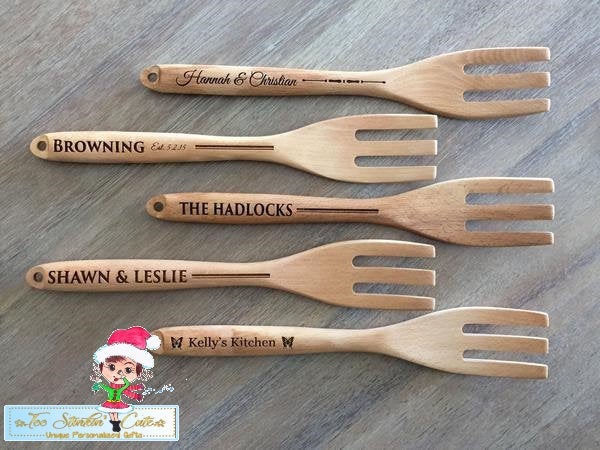 Personalized Decorative Wooden Spoons and Forks (Kitchen, Housewarming, Cook, Chef, Mom, Grandma, Mother's Day)