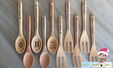 Personalized Decorative Wooden Spoons and Forks (Kitchen, Housewarming, Cook, Chef, Mom, Grandma, Mother's Day)