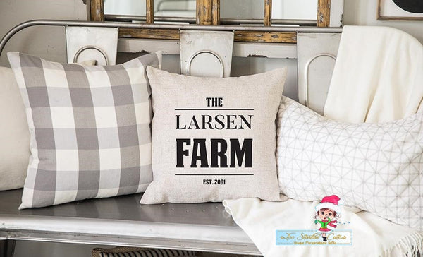 Personalized Farmhouse Style Throw Pillow Covers 18"x18" (Farm House, Grandma, Grandpa, Mom, Dad, Housewarming, Country, Modern, Pillowcase)