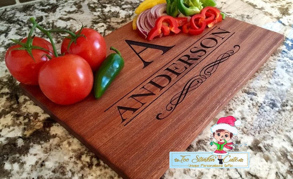 Personalized Beautiful Large Mahogany Cutting Board - 11 Designs (Cutting Board/ Kitchen/ Chopping Block/ Cheese/ charcuterie board)