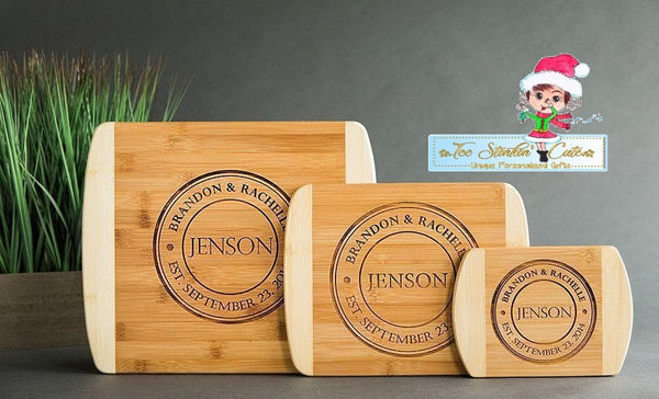 Personalized Cutting Bar Board (Rounded Edge) Bamboo - 11 Different Designs! (Board/ Kitchen/ Chopping Block/ Cheese/ charcuterie board)