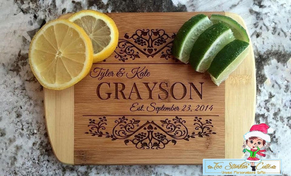 Personalized Cutting Bar Board (Rounded Edge) Bamboo - 11 Different Designs! (Board/ Kitchen/ Chopping Block/ Cheese/ charcuterie board)