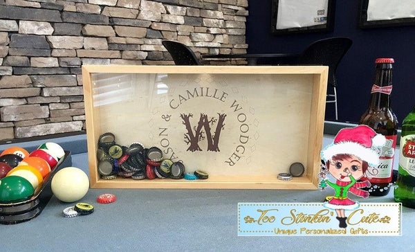 Personalized Beer Bottle Cap Shadow Box - Large (Dad, Grandpa, Papa, Daddy, Father's Day, Man Cave)
