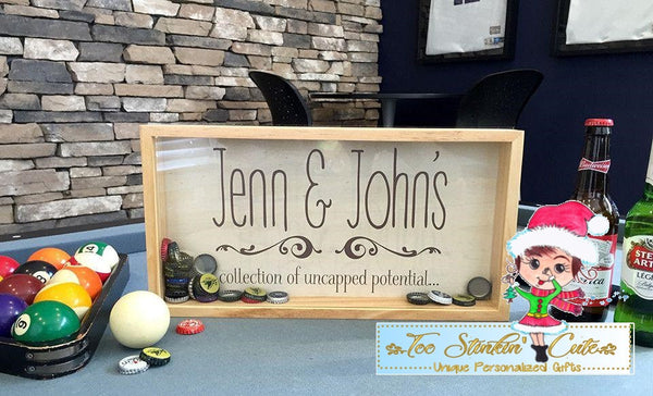 Personalized Beer Bottle Cap Shadow Box - Large (Dad, Grandpa, Papa, Daddy, Father's Day, Man Cave)