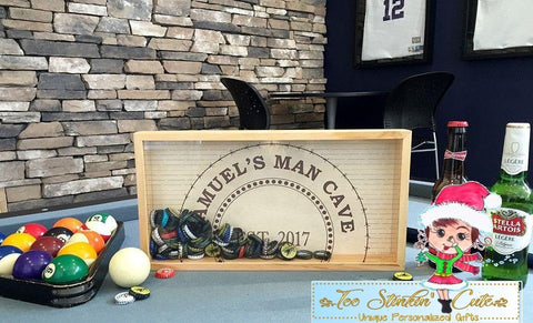 Personalized Beer Bottle Cap Shadow Box - Large (Dad, Grandpa, Papa, Daddy, Father's Day, Man Cave)