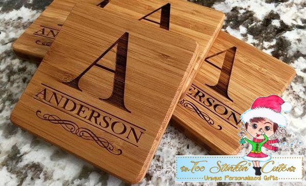 Personalized Thick Bamboo Coaster – 1 Coaster! – 5 Amazing Designs! (Home, Kitchen, Drink, Cup Holder)