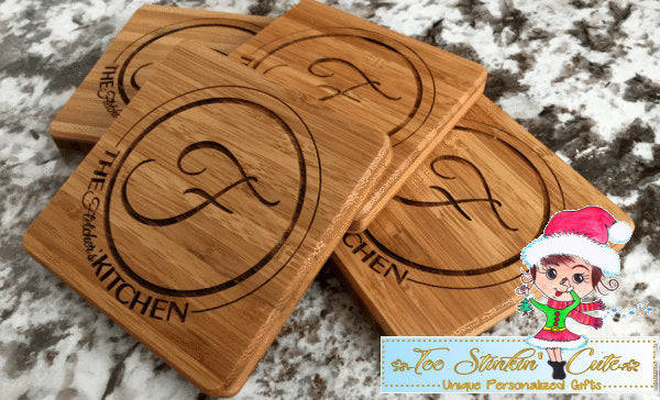 Personalized Thick Bamboo Coaster – 1 Coaster! – 5 Amazing Designs! (Home, Kitchen, Drink, Cup Holder)