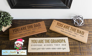 Personalized Laser Engraved Hardwood Signs for Dad and Grandpa (Father's Day, Papa, Daddy, Custom)
